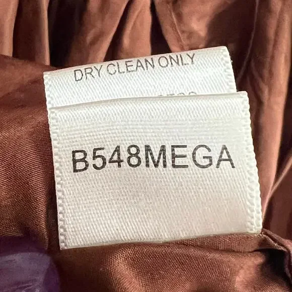 BCBGmaxazria Silk Dress Womens 6 Brown Pleated Sash Fit Flare Midi Greek Goddess - Picture 14 of 15